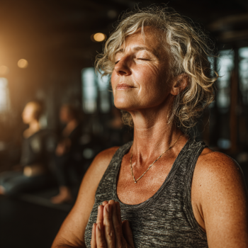 Idős ember jóga gyakorlás közben természetes környezetben